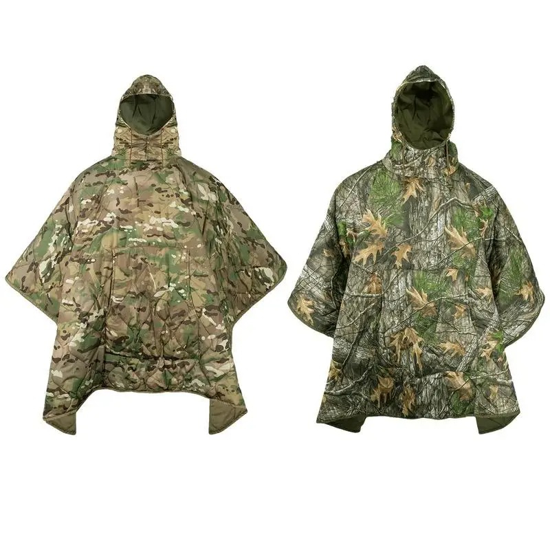 Outdoor Camping Sleeping Bag - ถุงนอนแบบคลุมสำหรับตั้งแคมป์กลางแจ้ง ผ้าห่มคลุมตัวสำหรับฤดูหนาว ถุงนอนแบบคลุมนุ่มสบาย ผ้าคลุมสำหรับเล่นกีฬากลางแจ้ง ถุงนอนแบบพอนโช