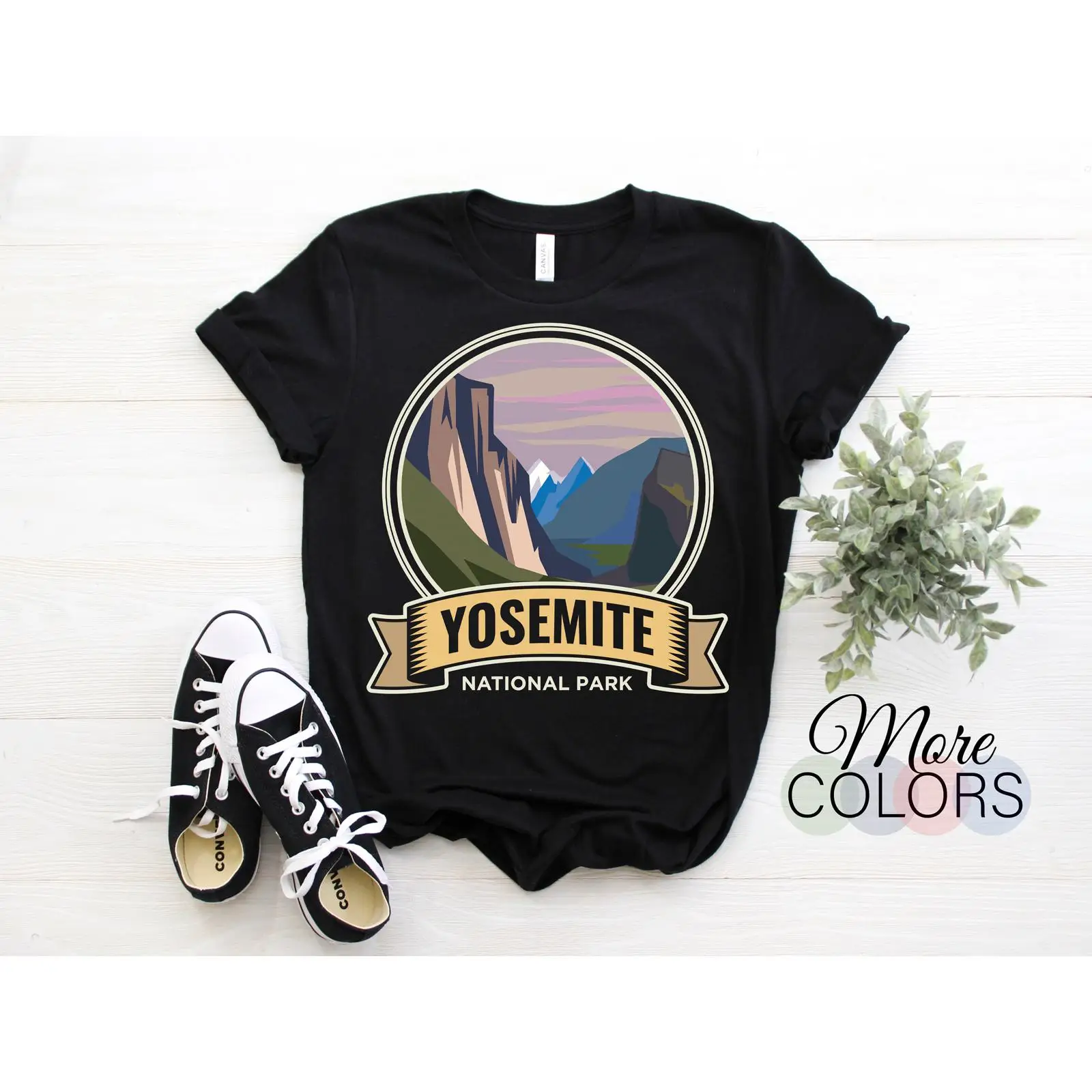 Outdoor Camping Yosemite - เสื้อยืดวินเทจโยเซมิตี นิชั่นแนลพาร์ค แคลิฟอร์เนีย เหมาะสำหรับการเดินป่า ตั้งแคมป์ กิจกรรมกลางแจ้ง