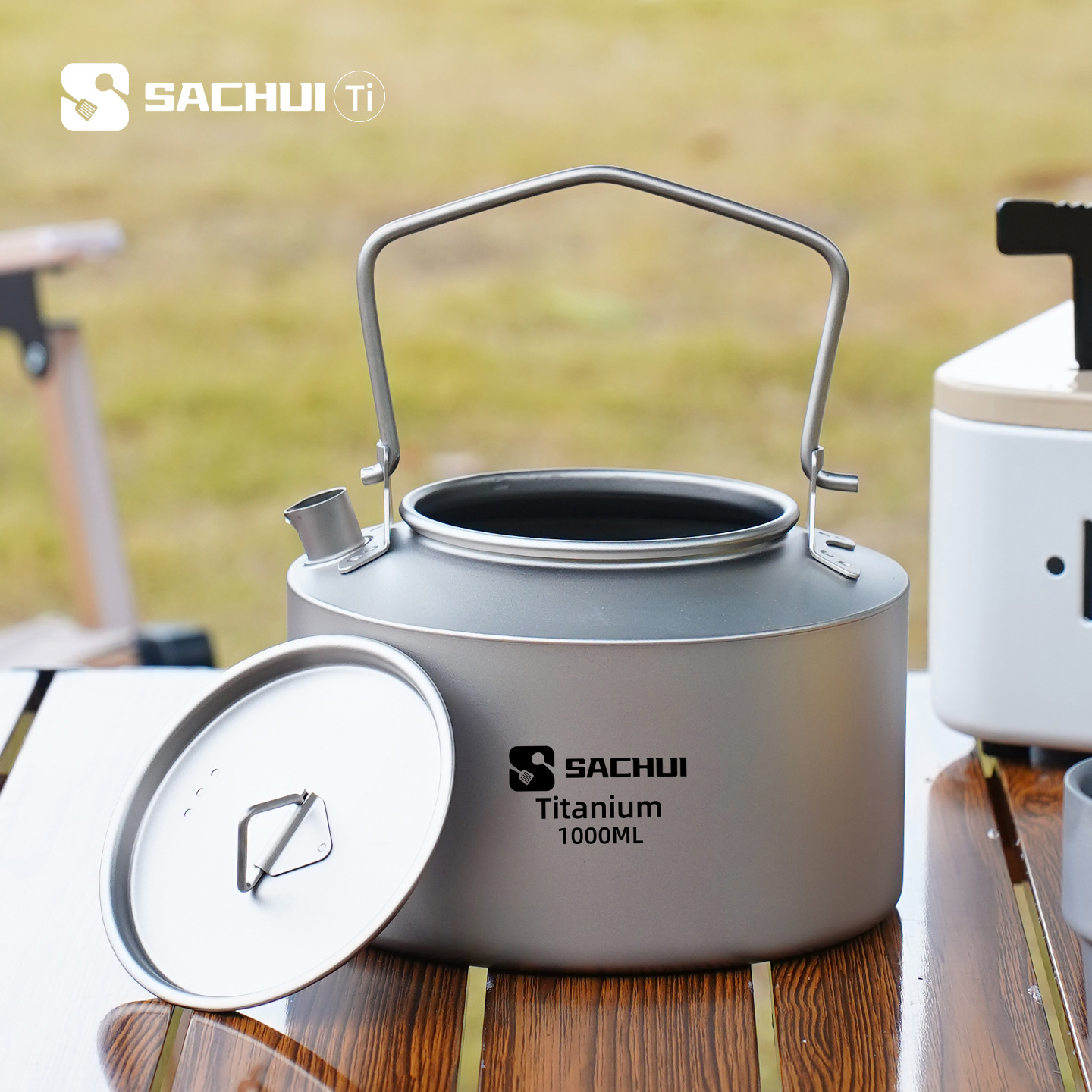Outdoor Camping Essentials - กาต้มน้ำไทเทเนียมบริสุทธิ์ 1000 มล. สำหรับกิจกรรมกลางแจ้ง น้ำหนักเบา ใช้ชงชา