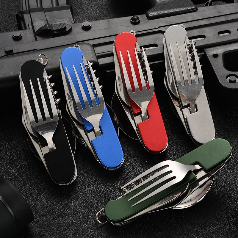 Outdoor Camping Essentials - 4 in 1 พับบนโต๊ะอาหารที่ถอดออกได้ Camping Utensils