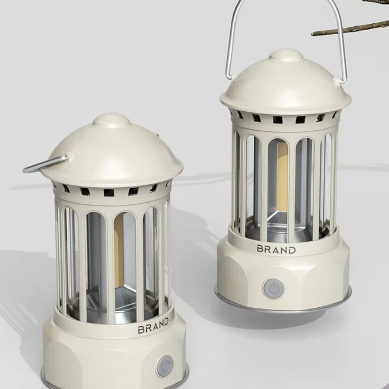 Outdoor Camping Lantern - โคมไฟตั้งแคมป์กลางแจ้งสไตล์เรโทรแบบพกพา ไฟเต็นท์แบบ Cob ปรับความสว่างได้แบบไม่มีขั้นบันได ชาร์จเร็วแบบ Type-C