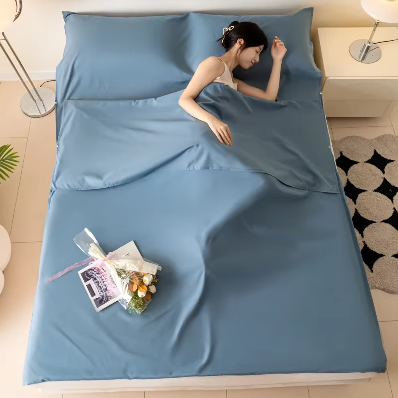 Outdoor Camping Sleeping Bag - ผ้าปูที่นอนสำหรับใส่ในถุงนอน ผ้าฝ้ายบางเบา สำหรับตั้งแคมป์ เดินทาง ฤดูร้อน พกพาสะดวก