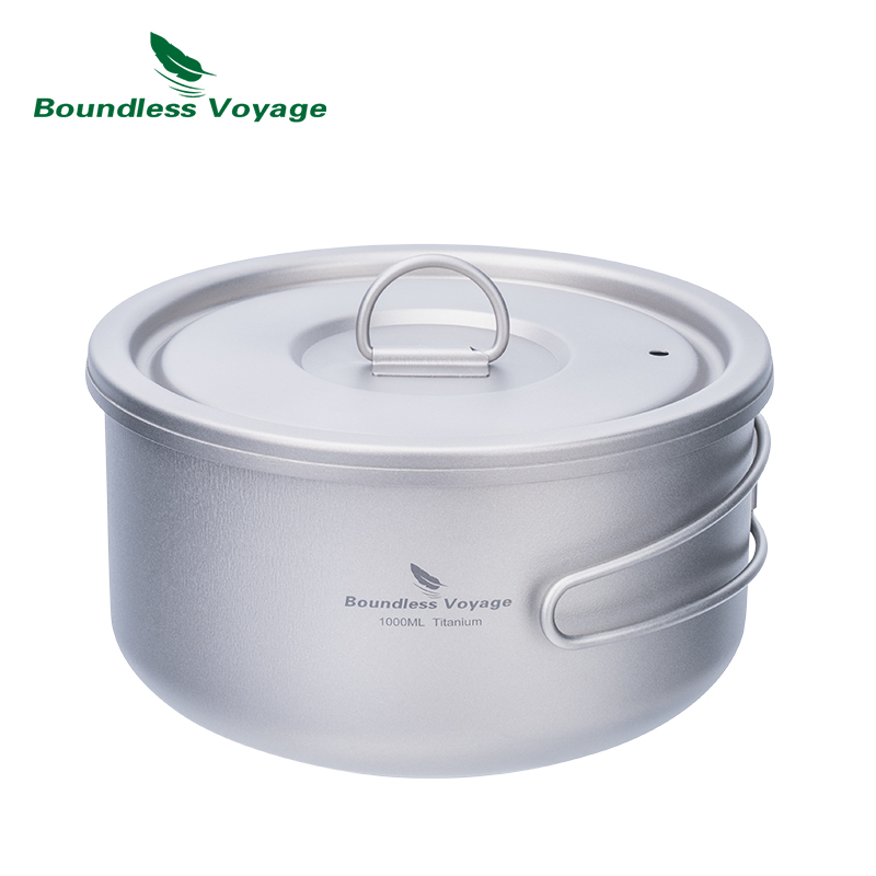 Outdoor Camping Cooking Set - Boundless Voyage ไทเทเนียม Camping หม้อพร้อมฝาปิด Ultralight