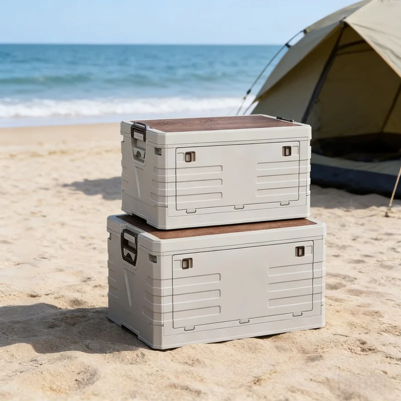 Outdoor Camping Games - กล่องเก็บของในรถยนต์ กล่องเก็บของพับได้สำหรับตั้งแคมป์กลางแจ้ง ความจุขนาดใหญ่ พร้อมฝาปิด สำหรับเก็บของเล่น หนังสือ
