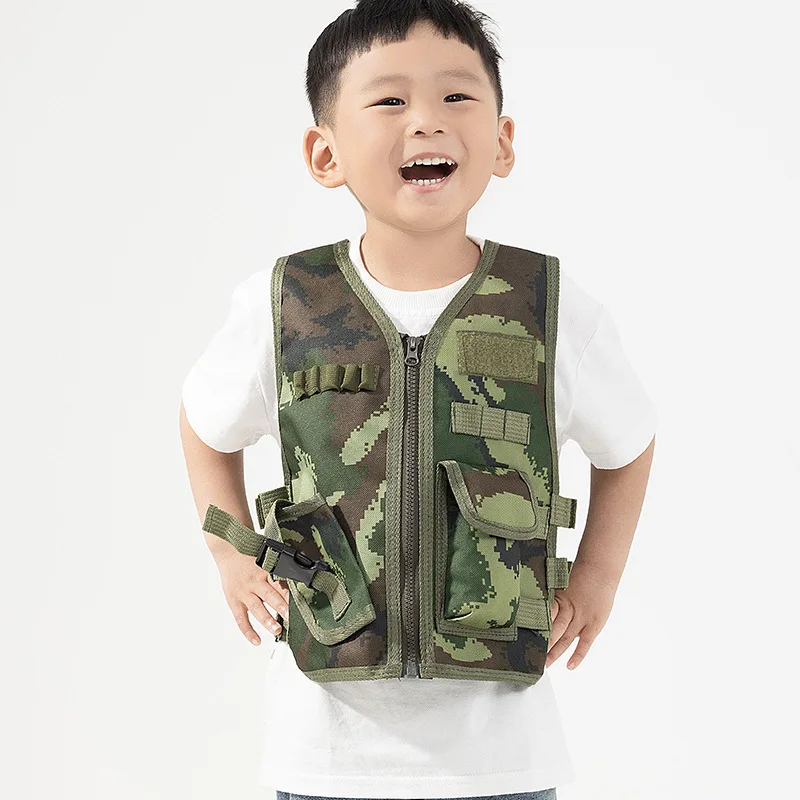 Outdoor Camping Kids Activities - เสื้อกั๊กยุทธวิธีสำหรับเด็ก แฟนทหาร เสื้อกั๊กเด็กสำหรับกิจกรรมกลางแจ้ง เกม CS ชุดคอสเพลย์