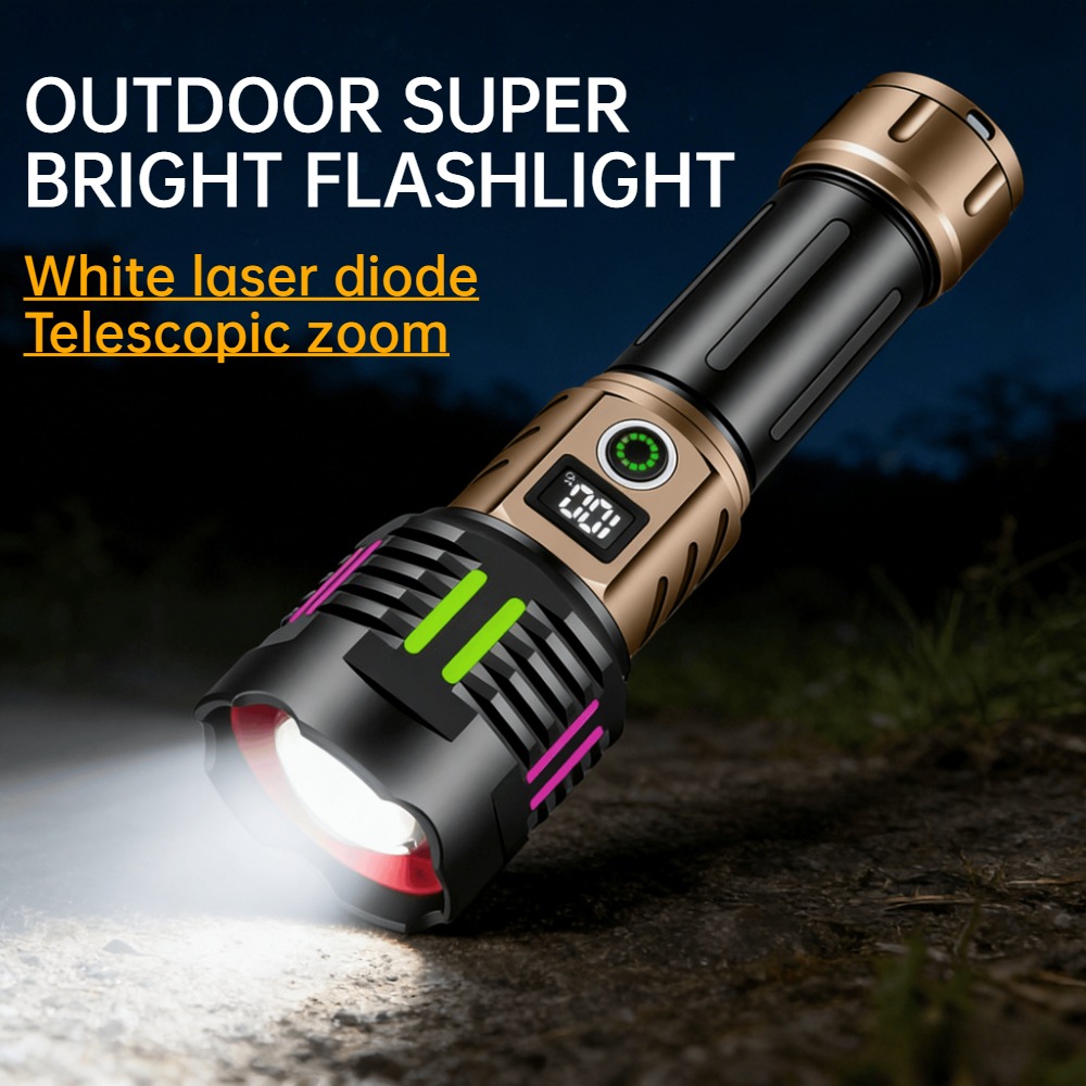 Outdoor Camping Lantern - ไฟฉาย LED สีขาวสว่างเป็นพิเศษ ชาร์จแบบ Type-C ซูมแบบยืดหดได้