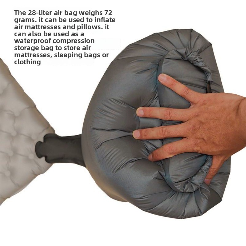 Outdoor Camping Sleeping Bag - แผ่นรองนอนเป่าลมแบบพกพาสำหรับตั้งแคมป์กลางแจ้ง น้ำหนักเบาพิเศษ หนาเป็นพิเศษ พร้อมถุงเป่าลมขนาด 28 ลิตร