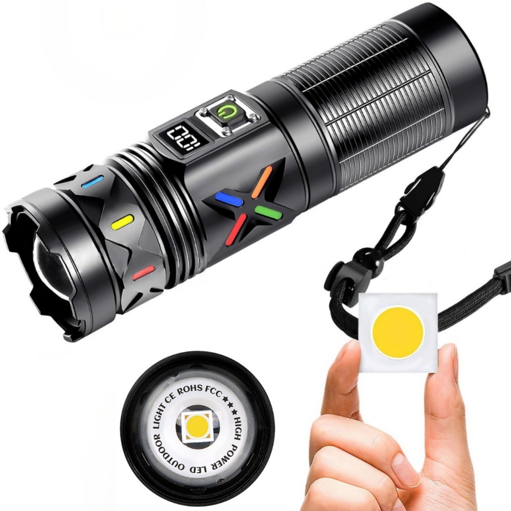 Outdoor Camping Lantern - ไฟฉาย LED พลังงานสูงแบบยืดหดได้ ซูมได้ ชาร์จ USB