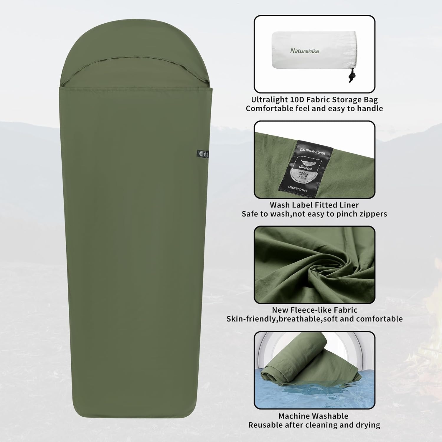 เนเจอร์ไฮค์ถุงนอนไลเนอร์ 128 ก - Outdoor Camping Sleeping Bag บทวิจารณ์และราคา