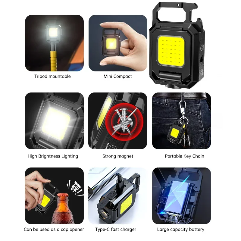 ไฟฉายขนาดเล็กพวงกุญแจไฟ COB ไฟ - Outdoor Camping Lantern บทวิจารณ์และราคา