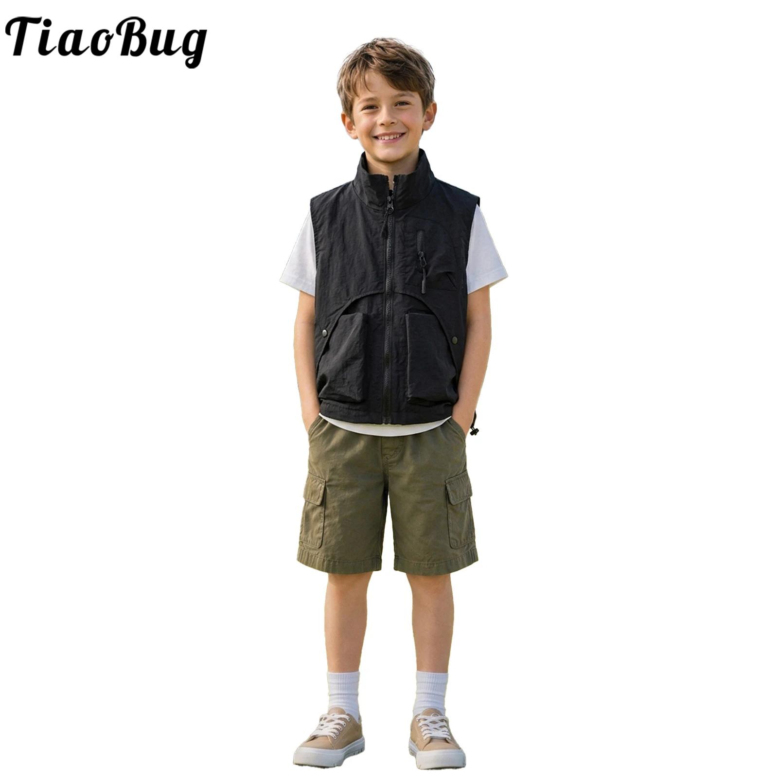 เสื้อกั๊กคาร์โก้ซิปแฟชั่นสำหรั - Outdoor Camping Kids Activities บทวิจารณ์และราคา