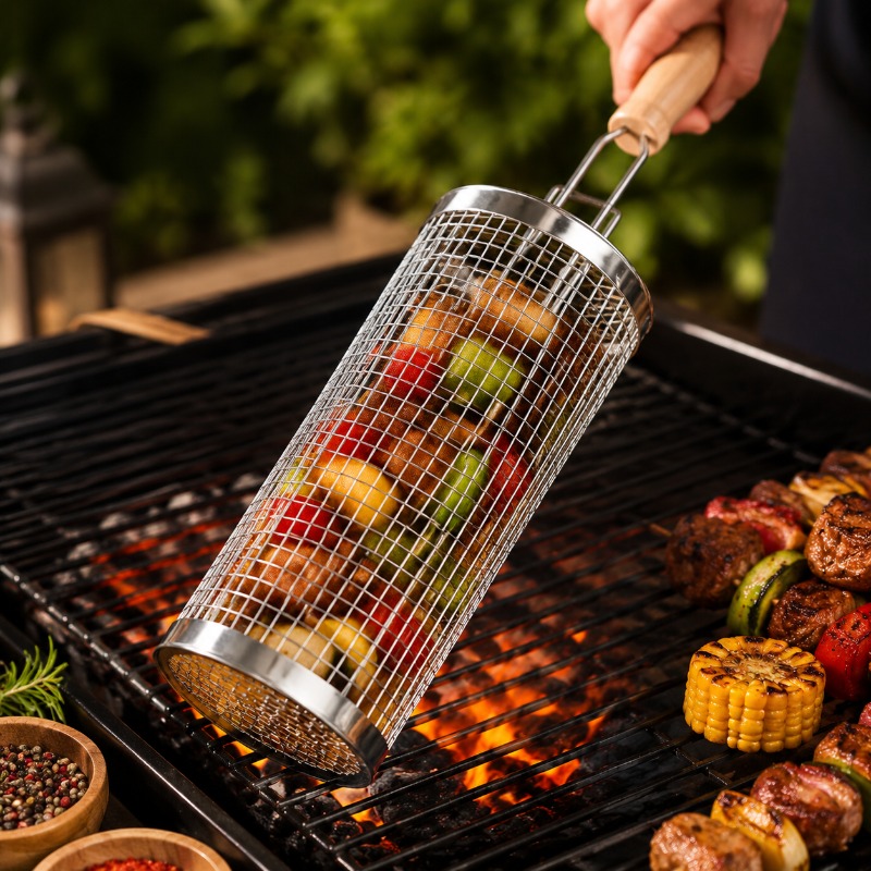ชุดตะกร้าย่างบาร์บีคิวทรงกลม ส - Outdoor Camping Cooking Set บทวิจารณ์และราคา
